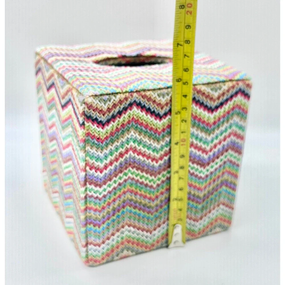 Square Tissue Box cover colorful, retro chevron pattern